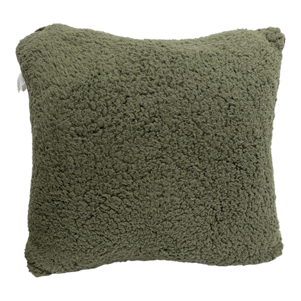 LL Bean Wicked Plush Throw Pillow Cozy Warm Soft 18x18 Forest Green NEW